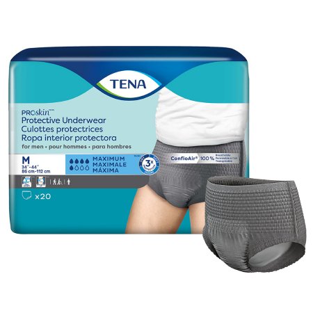 Essity HMS North America Inc 73520 Male Adult Absorbent Underwear TENA ProSkin Protective Pull On with Tear Away Seams Medium Disposable Moderate Absorbency