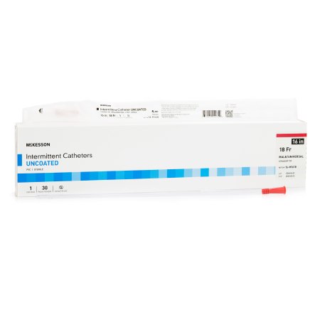 McKesson Brand 16-M1618 Urethral Catheter McKesson Straight Tip Uncoated PVC 18 Fr. 16 Inch