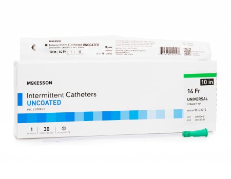 McKesson Brand 16-U1014 Urethral Catheter McKesson Straight Tip Uncoated PVC 14 Fr. 10 Inch