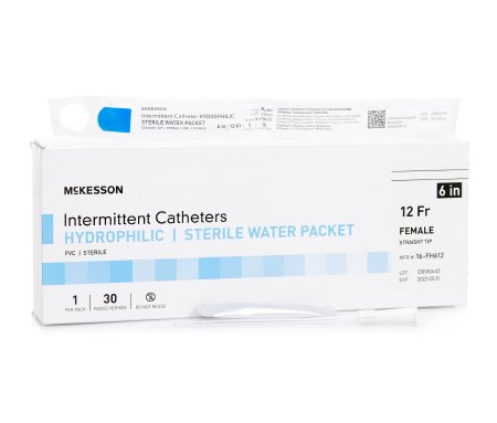 McKesson Brand 16-FH612 Urethral Catheter McKesson Straight Tip Hydrophilic Coated PVC 12 Fr. 6 Inch