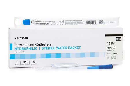 McKesson Brand 16-FH810 Urethral Catheter McKesson Straight Tip Hydrophilic Coated PVC 10 Fr. 8 Inch