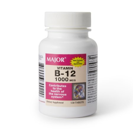 Major Pharmaceuticals  10006070022 Vitamin Supplement Major Vitamin B12 1000 mcg Strength Tablet 130 per Bottle