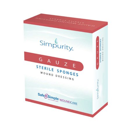 Safe N Simple  SNS52324 Gauze Sponge Simpurity 6 X 6-3/4 Inch 2 Per Pack Sterile 12-Ply Rectangle