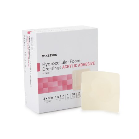 McKesson Brand 16-4670 Foam Dressing McKesson 3 X 3 Inch With Border Film Backing Acrylic Adhesive Square Sterile