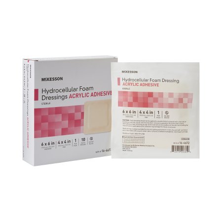 McKesson Brand 16-4672 Foam Dressing McKesson 6 X 6 Inch With Border Film Backing Acrylic Adhesive Square Sterile