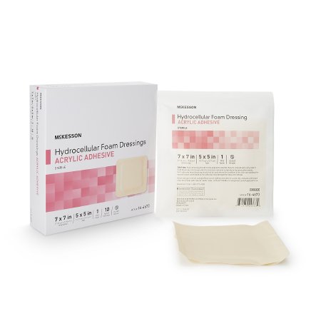 McKesson Brand 16-4673 Foam Dressing McKesson 7 X 7 Inch With Border Film Backing Acrylic Adhesive Square Sterile