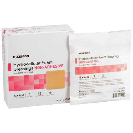 McKesson Brand 16-4737 Foam Dressing McKesson 4 X 4 Inch Without Border Film Backing Nonadhesive Square Sterile