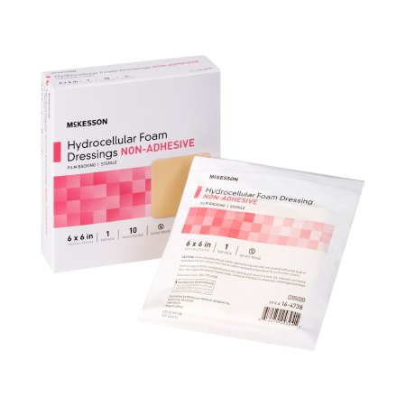 McKesson Brand 16-4738 Foam Dressing McKesson 6 X 6 Inch Without Border Film Backing Nonadhesive Square Sterile