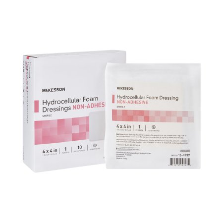 McKesson Brand 16-4739 Foam Dressing McKesson 4 X 4 Inch Without Border Film Backing Nonadhesive Square Sterile