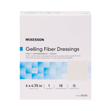 McKesson Brand 87400 Absorbent Gelling Fiber Dressing McKesson 4 X 4-3/4 Inch Rectangle