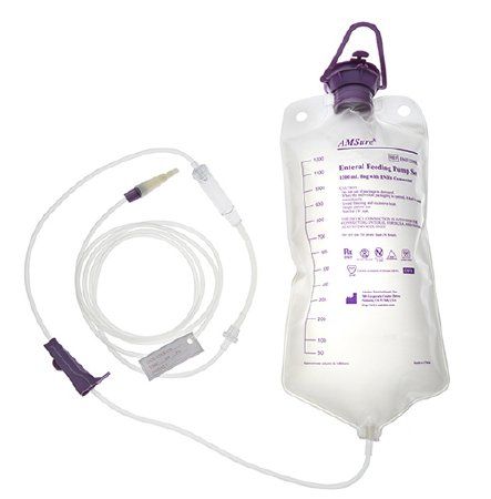 Amsino International ENF1203KLD Gravity Feeding Bag Set with ENFIT Connector and Transitional Adapter AMSure 1200 mL Bag