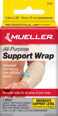 Mueller Sports Medicine  6183 Elastic Bandage Mueller Wonder Wrap 3 in x 2.3 Foot Hook and Loop Closure Tan NonSterile Small / Medium Standard Compression