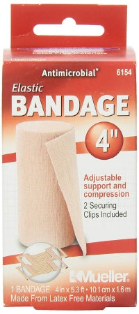 Mueller Sports Medicine  6154 Elastic Bandage Mueller 4 Inch X 5.3 Foot Clip Detached Closure Beige NonSterile Standard Compression