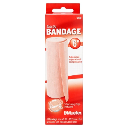 Mueller Sports Medicine  6156 Elastic Bandage Mueller 6 Inch X 5.3 Foot Clip Detached Closure Beige NonSterile Standard Compression