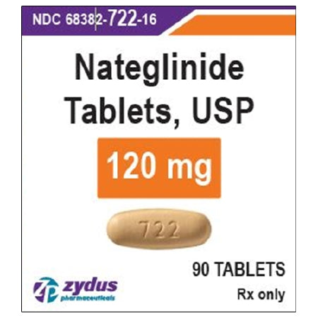 Zydus Pharmaceuticals  68382072216 Nateglinide 120 mg Tablet Bottle 90 Tablets