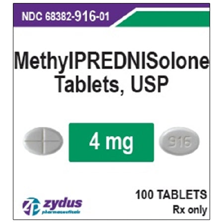 Zydus Pharmaceuticals  68382091601 Methylprednisolone 4 mg Tablet Bottle 100 Tablets