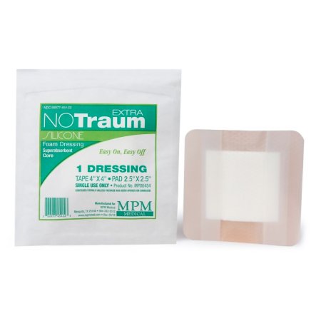 MPM Medical  MP00454 Foam Dressing NOTraum 4 X 4 Inch With Border Waterproof Backing Silicone Adhesive Square Sterile