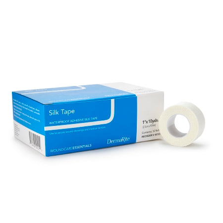 DermaRite Industries  501211 Waterproof Medical Tape Silk Tape White 1 Inch X 10 Yard Silk-Like Cloth NonSterile