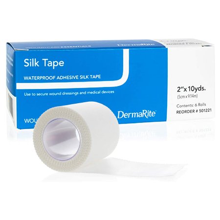 DermaRite Industries  501221 Waterproof Medical Tape Silk Tape White 2 Inch X 10 Yard Silk-Like Cloth NonSterile