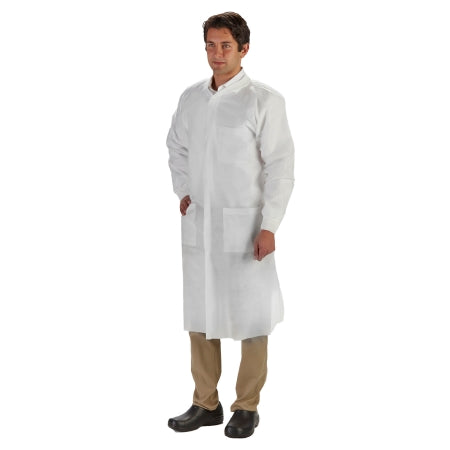 Graham Medical Products 85174 Lab Coat LabMates White Large Knee Length Disposable