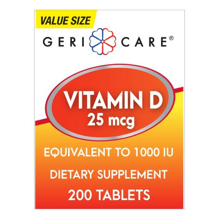 Geri-Care  876-20-GCP Vitamin Supplement Geri-Care Vitamin D3 1000 IU Strength Tablet 200 per Bottle