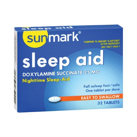 McKesson Brand 70677006801 Sleep Aid sunmark 32 per Box Tablet 25 mg Strength