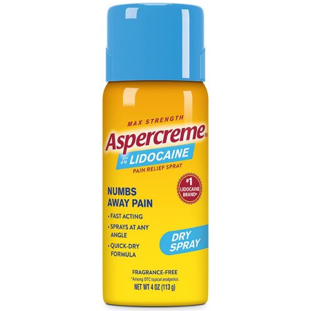 Aventis Pharmaceuticals  04116705835 Topical Pain Relief Aspercreme Max 4% Strength Lidocaine Spray 4 oz.