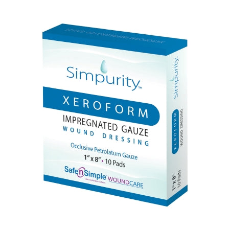 Safe N Simple  SNS58818 Xeroform Petrolatum Impregnated Dressing Simpurity Strip 1 X 8 Inch Sterile