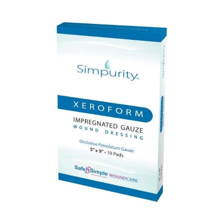 Safe N Simple  SNS58859 Xeroform Petrolatum Impregnated Dressing Simpurity Rectangle 5 X 9 Inch Sterile