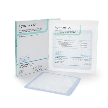 DermaRite Industries  60770 Super Absorbent Dressing HydraLock SA 7.87 X 7.87 Inch Square