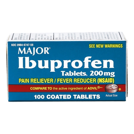 Major Pharmaceuticals  00904674759 Pain Relief 200 mg Strength Ibuprofen Tablet 100 per Bottle