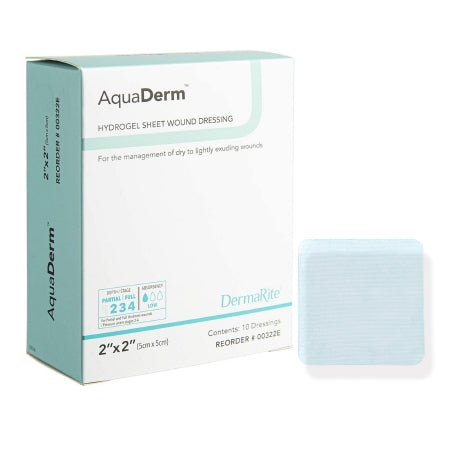 DermaRite Industries  00322E Hydrogel Wound Dressing AquaDerm Sheet 2 X 2 Inch Square Sterile