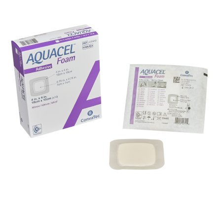 ConvaTec  420680 Foam Dressing Aquacel 4 X 4 Inch With Border Waterproof Film Backing Silicone Adhesive Square Sterile