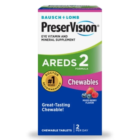 Bausch & Lomb  32420869763 Vitamin Supplement PreserVision Areds 2 Chewable Tablet 60 per Bottle Mixed Berry Flavor