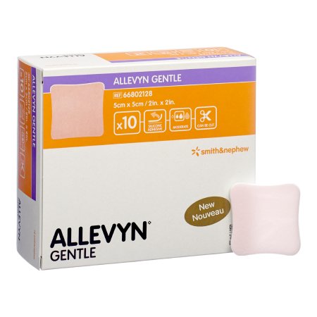 Smith & Nephew  66802128 Foam Dressing Allevyn Gentle 2 X 2 Inch Without Border Film Backing Silicone Adhesive Square Sterile