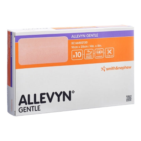 Smith & Nephew  66802130 Foam Dressing Allevyn Gentle 4 X 8 Inch Without Border Film Backing Silicone Adhesive Rectangle Sterile