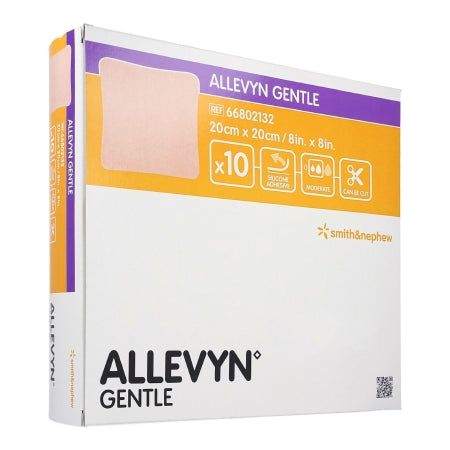 Smith & Nephew  66802132 Foam Dressing Allevyn Gentle 8 X 8 Inch Without Border Film Backing Silicone Adhesive Square Sterile