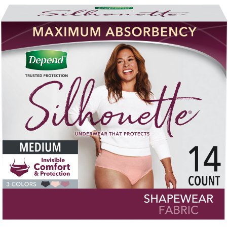 Kimberly Clark 51412 Female Adult Absorbent Underwear Depend Silhouette Pull On with Tear Away Seams Medium Disposable Heavy Absorbency