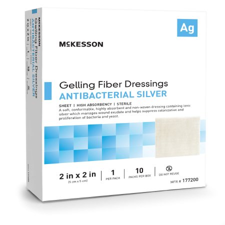 McKesson Brand 177200 Silver Gelling Fiber Dressing McKesson 2 X 2 Inch Square Sterile