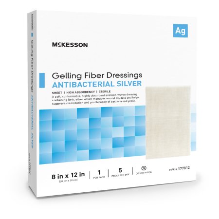 McKesson Brand 177812 Silver Gelling Fiber Dressing McKesson 8 X 12 Inch Rectangle Sterile