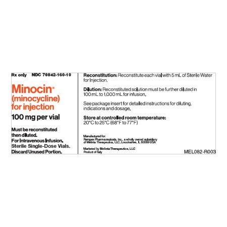 Melinta Therapeutics Inc  70842016010 Minocin Minocycline HCl 100 mg Injection Vial