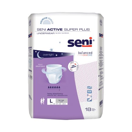 TZMO USA Inc S-LA18-AP1 Unisex Adult Absorbent Underwear Seni Active Super Plus Pull On with Tear Away Seams Large Disposable Heavy Absorbency