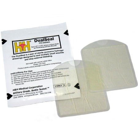 H & H Medical  HHDSK01 Chest Wound Seal DualSeal 3-3/4 X 3-3/4 Inch 2 per Pack Sterile