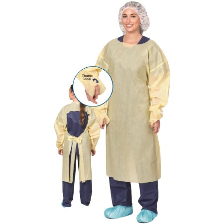 Aspen Surgical Products 50095 Protective Procedure Gown Precept One Size Fits Most Yellow NonSterile AAMI Level 2 Disposable