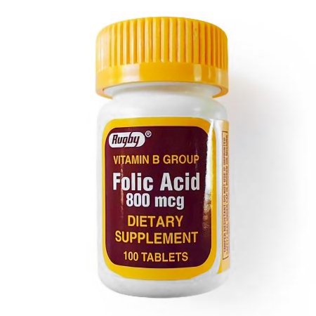 Major Pharmaceuticals  80681007400 Vitamin Supplement Folic Acid 800 mcg Strength Tablet 100 per Bottle