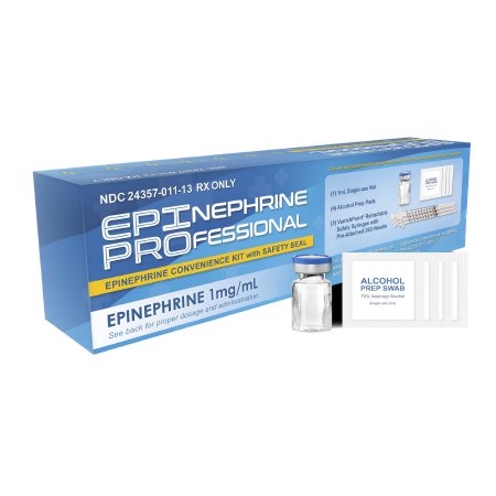 Focus Health Group  24357001113 Epinephrine Professional Anaphylaxis Emergency Kit Epinephrine 1 mg / mL (1:1000) Injection Single-Use Vial 1 mL