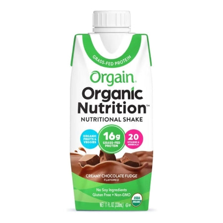 Orgain Inc 851770003285 Oral Supplement Orgain Organic Nutritional Shake Creamy Chocolate Fudge Flavor Liquid 11 oz. Carton