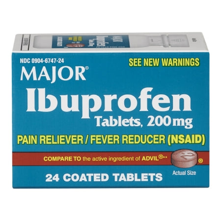 Major Pharmaceuticals  00904674724 Pain Relief 200 mg Strength Ibuprofen Tablet 24 per Bottle