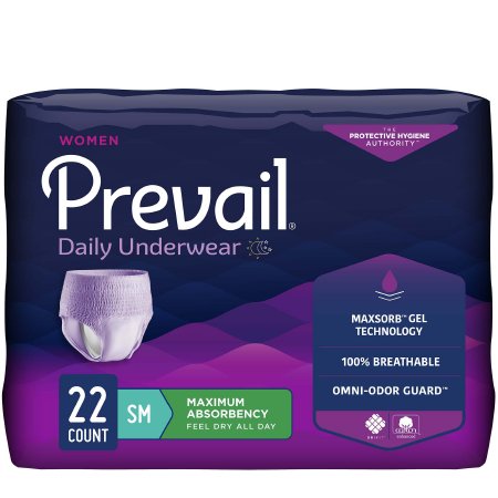 First Quality PWC-511 Female Adult Absorbent Underwear Prevail Daily Underwear Pull On with Tear Away Seams Small Disposable Heavy Absorbency