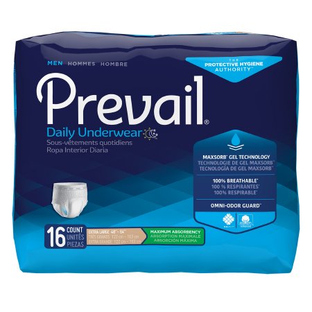 First Quality PUM-514 Male Adult Absorbent Underwear Prevail Daily Underwear Pull On with Tear Away Seams X-Large Disposable Heavy Absorbency